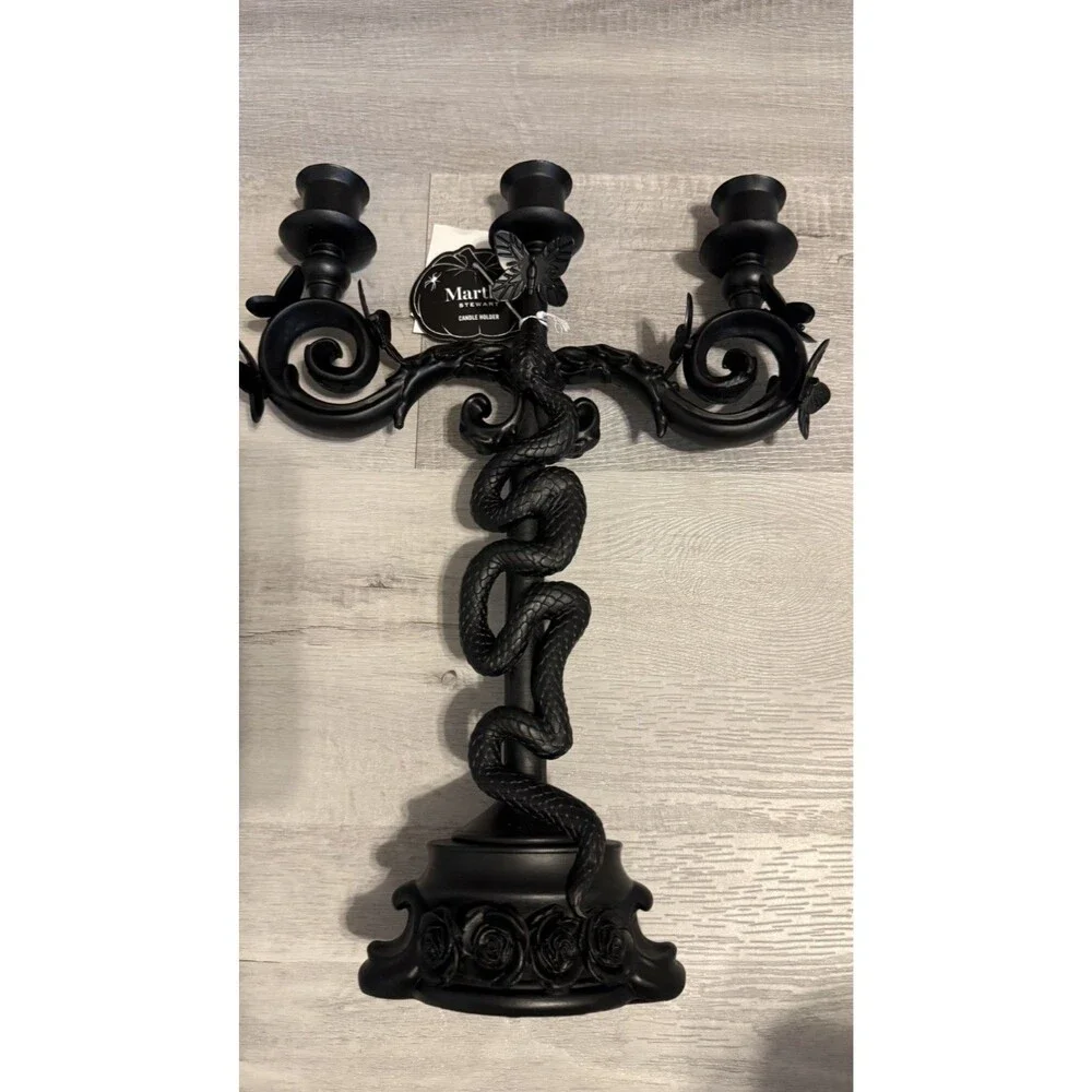 Martha Stewart Halloween Black Candelabra Candle Holder  Snake & Butterfly 2026